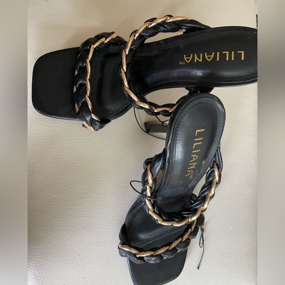 Black and Gold High Heels